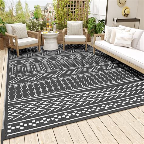 black white patio rug|black gray white outdoor rug.